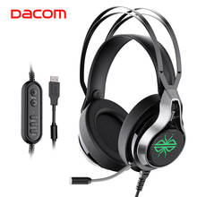 Dacom GH05 7.1 Stereo LED Gamer Headphones USB Wired Gaming Headset with Mic HD Surround Sound Game Earphones for PC PUBG CSGO 2024 - buy cheap