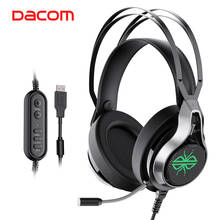 Dacom-fones de ouvido de jogos gh05 7.1, estéreo, com fio, usb, com microfone, som surround hd, para pc pubg, csgo 2024 - compre barato