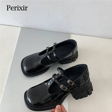 Perixir Women's Mary Jane Square Toe Buckle Small Leather Shoes Lolita College Style Single Shoes New 2024 - buy cheap