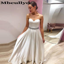 Mbcullyd Glitter Crystal Wedding Dresses Long 2023 Designer Satin Bridal Dress For Women Formal A-line vestido casamento praia 2024 - buy cheap