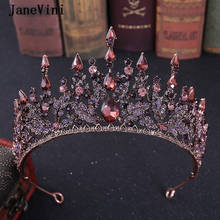 JaneVini-Tiaras y coronas de novia de cristal púrpura barroco para mujer, tocado de lujo para fiesta de graduación, joyería de boda, accesorios para el cabello, 2021 2024 - compra barato
