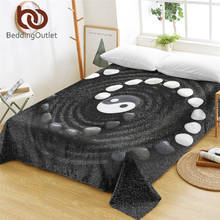 Lençol beddingoutlet tai chi, lençol plano opção de pedras para cama vestido preto e branco, decoração decorativa para casa 2024 - compre barato
