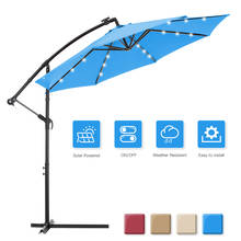 Outdoor Hanging Cantilever Offset Umbrella 10 FT Steel Polyester Solar Patio Easy Open Adjustment 24 LED 4-Color[US-Stock] 2024 - buy cheap