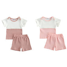 Newborn Baby Girls Fashion 2-piece Outfit Set Short Sleeve Patchwork Tops+Shorts Set for Kids Girls 2024 - buy cheap