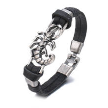 2020 New Handmade Retro Woven Charm Leather Bracelet Men Vintage Multilayer Bangles Scorpion Men Jewelry Pulseira Feminina 2024 - купить недорого