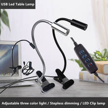 Flexible Dimming 3 Color LED Book Light USB Clip-on Eye Protection Bedroom Reading Lamp Make Up Lamp Led Table Lamp Black/Silver 2024 - buy cheap