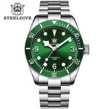 Мужские автоматические механические часы Steeldive с подводной лодкой, роскошный сапфировый керамический ободок 20 бар NH35, светящийся зеленый циферблат, часы для дайвинга 2024 - купить недорого