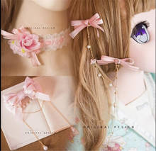 pink ribbon Bowkot  hairpin  Sweet Lolita Hair side clip Cosplay Headwear  accessories B1014 2024 - buy cheap