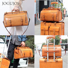 JOGUJOS-Bolso de viaje Vintage de cuero genuino para hombre y mujer, bandolera de gran capacidad, 100% 2024 - compra barato