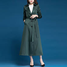 Spring Fall Fashion Women Elegant Green Long Trench Coat , Female Womens Korean Slim Coats  Woman Windbreaker 3xl Overcoat 2024 - buy cheap