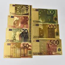 7 Pcs/lot Euro Gold Foil Gold Banknotes in 24K Gold Fake Paper Money Euro Banknote Sets 5 10 20 50 100 200 500 EUR Collection 2024 - buy cheap