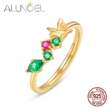 ALLNOEL-Anillos ajustables de Plata de Ley 925 para mujer, corindón Nano verde de circonio, regalo de cumpleaños encantador para ella, nuevo de 2020 2024 - compra barato