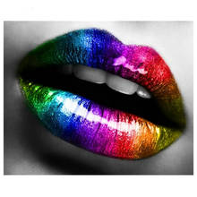 Full Square Round Mosaic Colorful lips Picture of Rhinestone Woman sexy lips 5D Diamond Painting Diamond Embroidery Unique Gift 2024 - buy cheap