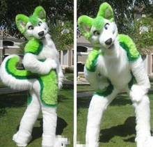 Halloween Fursuit Long Fur Fox Green Husky Dog Mascot Costume Suit Cosplay Party Game Dress Adult Carnival Xmas Easter Adults 2024 - buy cheap