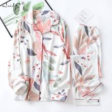 Women's pajamas  Set Floral Printed Full Fresh Style Sleepwear Set long Sleeve Pajamas for Women Pijama Female Casual Homewear 2024 - buy cheap