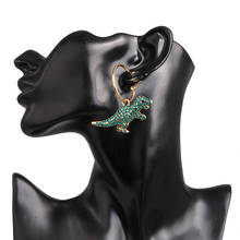 Новые креативные уникальные серьги-капли в форме динозавра с кристаллами для женщин и девушек, Модные Зеленые Серьги в виде животных, ювелирные изделия, подарки 2024 - купить недорого