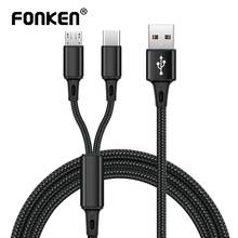 FONKEN 2 in 1 Micro USB Type C Cable For Samsung Xiaomi Fast Charge Cable Android Cell Phone Microusb USB C Cable  For Huawei 2024 - buy cheap