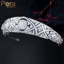 Pera-tiara nupcial con cristales de circonia cúbica, accesorios de joyería para el cabello, coronas grandes de princesa y reina, fiesta de boda, H021 2024 - compra barato