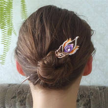 Top Crystal Hairpin Hair Ornaments Golden Hair Clip 3 Color Enamel Peacock Feather Hair Sticks Women Wedding Jewelry Accessories 2024 - buy cheap