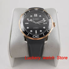 41 мм bliger роскошные часы с черным циферблатом светящиеся saphire стекло; резиновый ремешок автоматический механизм Мужские механические Watches-BA188 2024 - купить недорого
