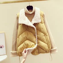 Turn Down Collar Women Winter Vests 2020 New Vest Cotton Padded Jacket Sleeveless Female Sheepskin Waistcoat Vest 2024 - buy cheap