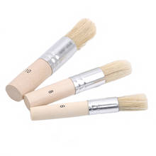 Wooden Stencil Brush Natural Pure Hog Bristle Brush Chalk Paint Round Acrylic Watercolor Oil Painting Detail Brushes 3PCS/Set 2024 - buy cheap