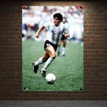 Cartel de estrellas de fútbol Vintage, cartel de Maradona N ° 10, Bandera de Jersey, lienzo, pintura, cuadro de pared, decoración del hogar, bandera Retro, pegatina de pared C3 2024 - compra barato