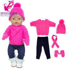 Roupas de boneca infantil, 40 cm, cachecol, chapéu, luvas, conjunto para 18 ", américa, roupa de boneca garotas, brinquedos de presente 2024 - compre barato