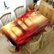 3D Maple Leaf Landscape Sunset Forest Tablecloth Dustproof Thicken Cotton Rectangular/Round Table Cloth for Wedding Picnic Party 2024 - buy cheap