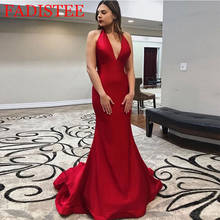 Simple Satin Sexy Deep V-neck Mermaid Prom Dresses Evening Party Gowns Robes De Soirée Платья для выпускного Sweep Train 2024 - buy cheap