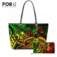 FORUDESIGNS Chuuk Polynesian with Shark Tirbal Pattern 2pcs Brand Design Women Tote Handbags and Wallet Set Trend Ladies Purse 2024 - buy cheap