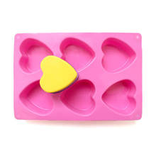 Silicone Soap Mold 6-Cavity Heart Shape Chocolate Mould Handmade Soap Making Tools 2024 - buy cheap