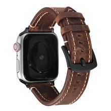 Кожаный ремешок BEAFIRY Crazy Horse для Apple Watch 6 5 44 мм 40 мм, браслет для iwatch 38 мм 42 мм 4 3 2 1, коричневый, черный, серый, синий 2024 - купить недорого