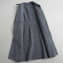 Abrigo de lana auténtica de estilo inglés para mujer de 2020, abrigos de lana de doble cara para mujer, chaquetas largas de otoño invierno KQN38045 2024 - compra barato