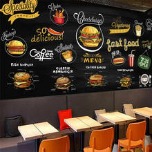 Фотообои beibehang Personalizado papel de parede 3d grande mural pintado à mão negro ocidental food pizza hambúrguer обои TV fundo da parede 2024 - compre barato