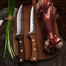 Cuchillo de carnicero forjado a mano para deshuesar carne, cuchillo de cocina de acero inoxidable con mango de madera, cuchillo de Chef 2024 - compra barato