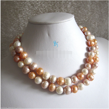 32" 10-11mm White Peach Pink Lavender Freshwater Pearl Necklace 2024 - buy cheap