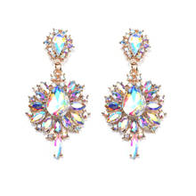 Luxury AB Color Crystal Round Long Earrings Women Brand Statement ZA Earring Jewelry Female Wedding Party Big Drop Earrings Girl 2024 - buy cheap