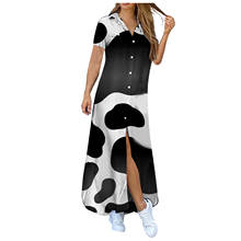 40# Casual Long Shirt Dress Woman Lapel Maxi Dress Short Sleeve Loose Dresses Pocket Button Shirt Print Dress Vestido De Mujer 2024 - buy cheap