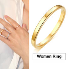 2 мм тонкое Золотое женское кольцо из нержавеющей стали, свадебные бренды, ювелирные изделия Anillos Mujer 2024 - купить недорого