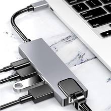 5 в 1 концентратор USB Type C Hdmi 4K USB C концентратор USB C до Gigabit Ethernet Rj45 сетевой адаптер для Mac book Pro Thunderbolt 3 USB-C Зарядное устройство PD 2024 - купить недорого