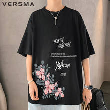 Мужская футболка с цветочным принтом VERSMA, летняя уличная футболка унисекс с коротким рукавом в Корейском стиле, 5XL 2024 - купить недорого