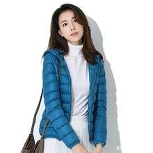 Down jacket women's winter new short light thin hooded thick warm slim fashion white duck down jacket 2024 - buy cheap