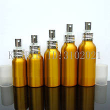 Botella vacía de aluminio dorado con atomizador, frasco de espray cosmético con recarga de niebla fina, botellas de subpaquete de muestra de viaje, 30/50/60/80/100 ml, 1-2 Uds. 2024 - compra barato