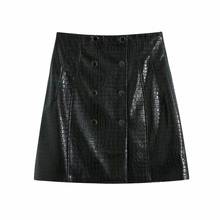 XNWMNZ Women Fashion With Metal Buttons Faux Leather Mini Skirt Vintage A Line High Waist Female Skirts Mujer High quality 2024 - buy cheap