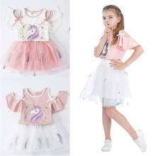 Infant Girls Summer Princess Dress Girls Unicorn Costumes Children Casual Clothes Kids Cotton Mesh 2 Pcs Vestidos 2024 - buy cheap