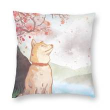 Shiba Inu Pillow Cover Home Decorative Japanese Dog Cherry Blossom Cushions Throw Pillow for Living Room Double-sided Printing 2024 - buy cheap