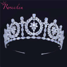 CZ Wedding Tiara Sparkling Clear Cubic Zirconia Bridal Queen Princess Pageant Royal Party Crown Women Jewelry RE3701 2024 - buy cheap