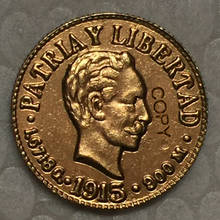24-K Gola-покрытием США 1915 1 доллар копия монет 15 мм 2024 - купить недорого