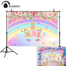 Allenjoy-Fondo para fotografía de unicornio, arcoíris, flor, Princesa, fiesta de cumpleaños, photocall 2024 - compra barato